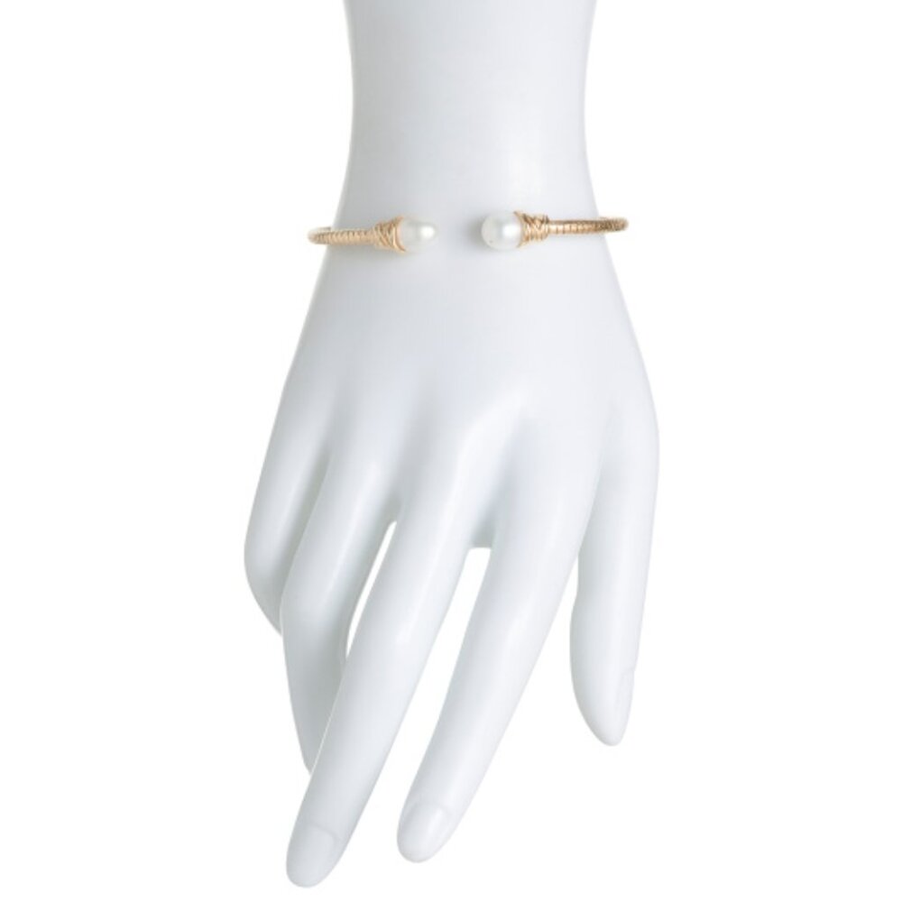MIA FIORE Made In Italy 14kt Gold Plated Pearl Open Cuff Bracelet - Picture 2 of 2